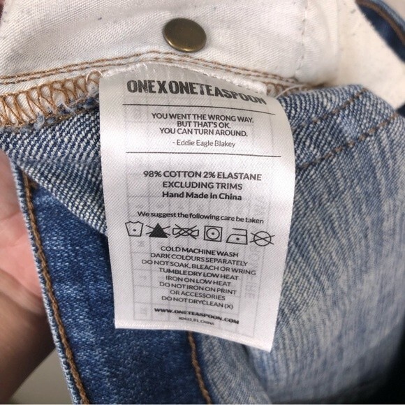 One Teaspoon High Waist Freebird II Jeans Distressed Knees Raw Hem 26 - Picture 9 of 10